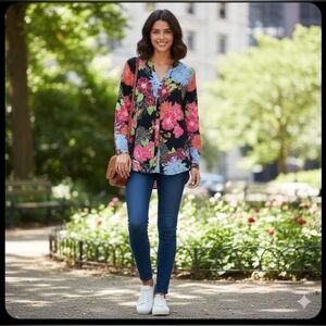 Vantage 90s Ton Sur Ton Women size 2 Medium Blouse Cotton/SILK